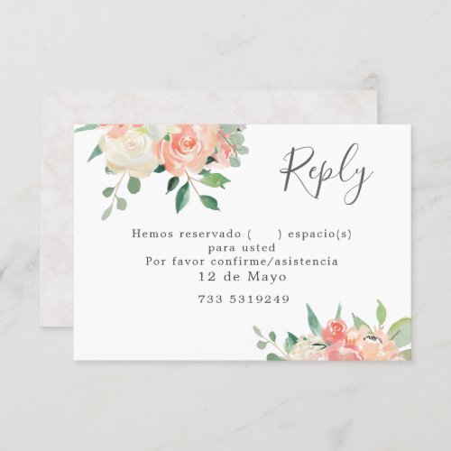 Peach and Pink Watercolor Floral Wedding RSVP Invi Invitation