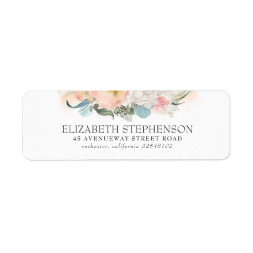 Peach and Pink Watercolor Flowers Elegant Label