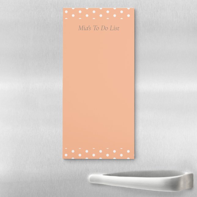 Peach and Polka Dot Magnetic Notepad (In Situ)