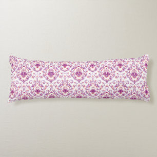 Peach and Purple Damask Floral Elegant Pattern Body Pillow