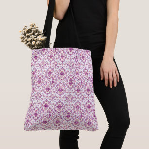 Peach and Purple Damask Floral Elegant Pattern Tote Bag