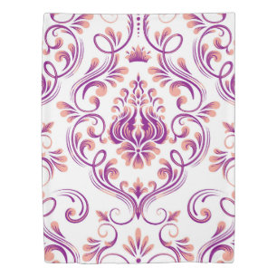 Peach and Purple Damask Floral Pattern Elegant Duvet Cover