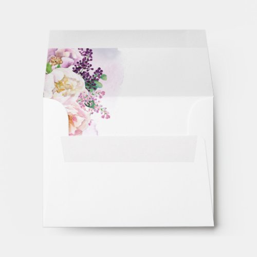 Peach and Purple Floral RSVP with Return Address Envelope