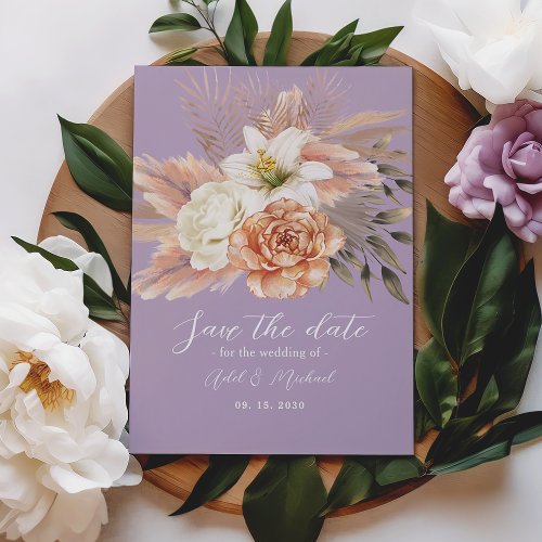 Peach and Purple Floral Wedding Save The Date