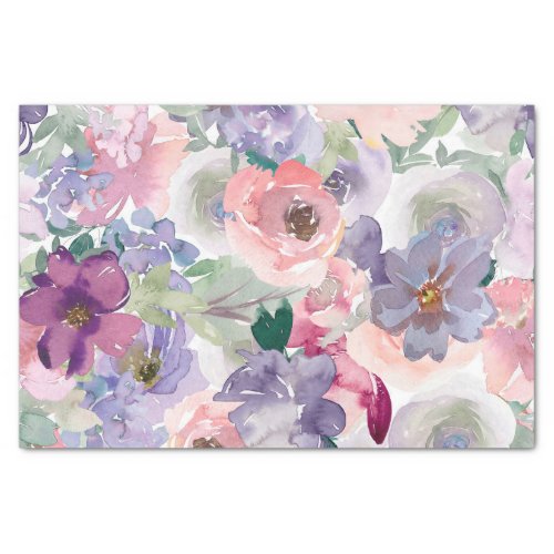 Peach and Purple Watercolor Decoupage Tissue Paper