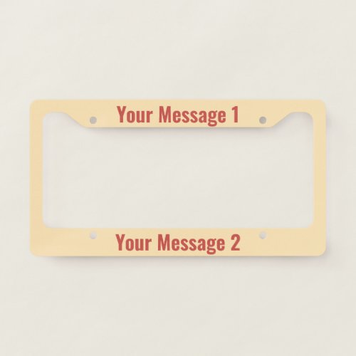Peach and Red Text Template License Plate Frame