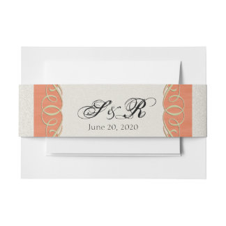 Peach and Sage Elegant Scroll Wedding Belly Band
