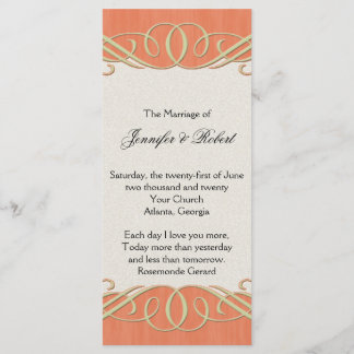 Peach and Sage Elegant Scroll Wedding Program