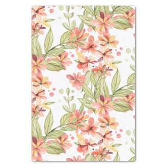 Peach and Sage Watercolor  Floral Tissue Paper