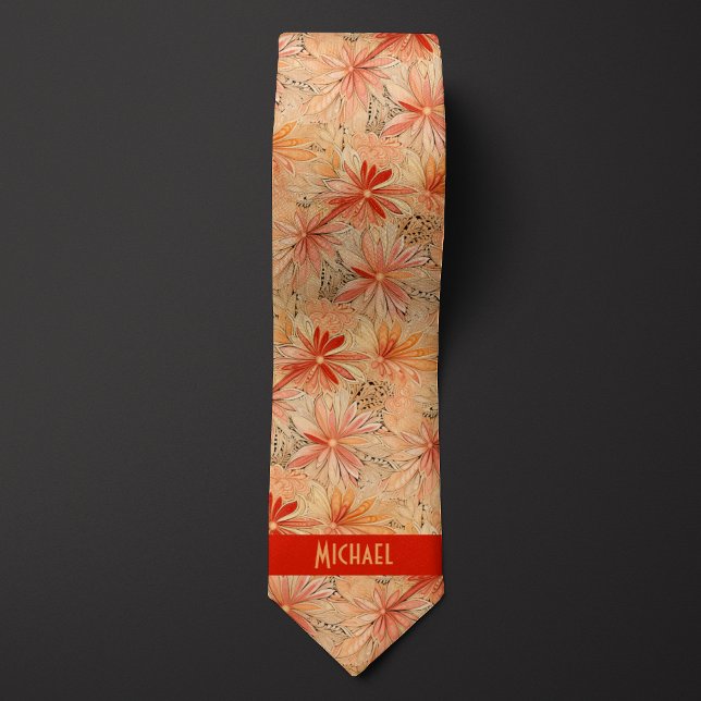 Peach and Sand Floral Neck Tie (Creator Uploaded)