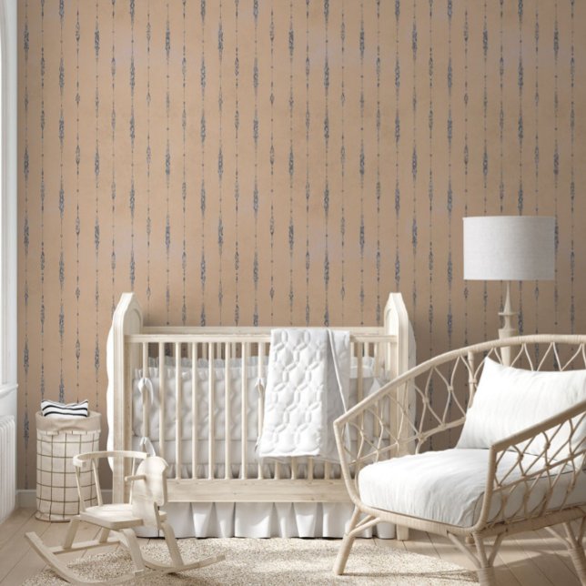 Peach and silver gray vintage striped pattern wallpaper  (Creator Uploaded)