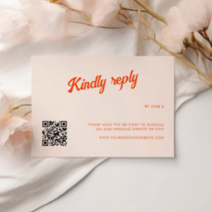 Peach and Tangerine Retro Wedding RSVP Card