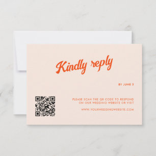 Peach and Tangerine Retro Wedding RSVP Card