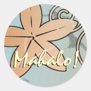 Peach and Teal Hawaiian Wedding Mahalo Seal