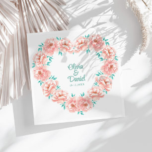 Peach and Turquoise Floral Wedding  Paper Dinner Napkins