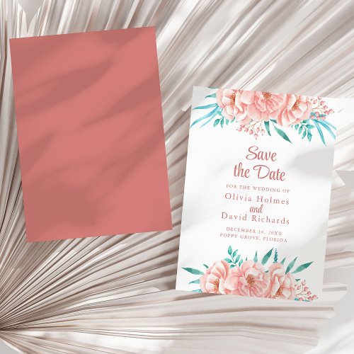 Peach and Turquoise Save the Date Card