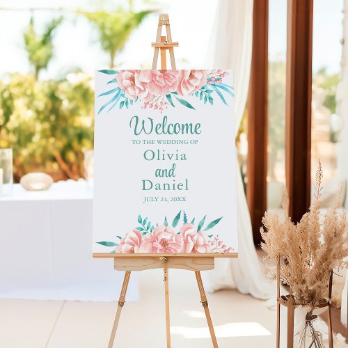 Peach and Turquoise Welcome Foam Board
