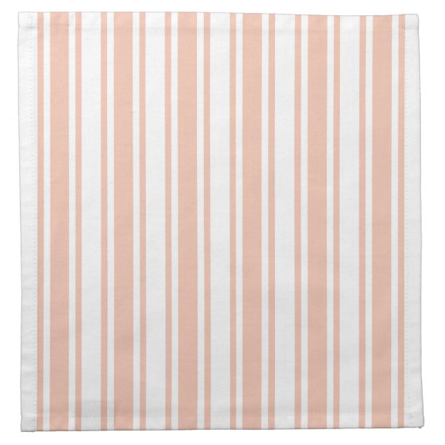 Peach and white candy stripes cloth napkin (Front)