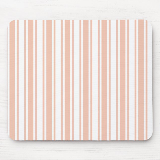 Peach and white candy stripes mouse pad (Front)