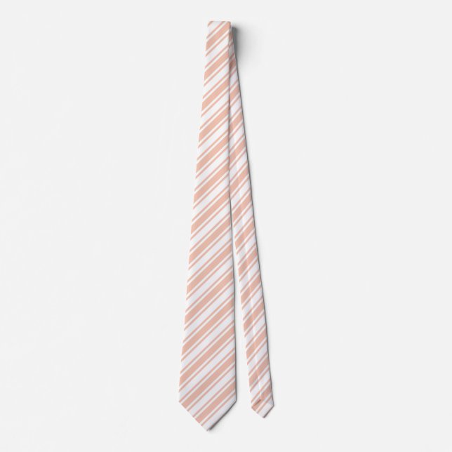 Peach and white candy stripes neck tie (Front)