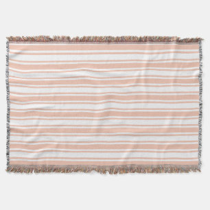 Peach and white candy stripes throw blanket