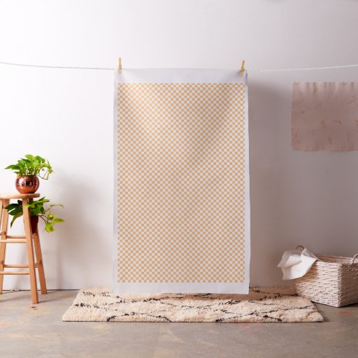 Peach and White Checkerboard Fabric