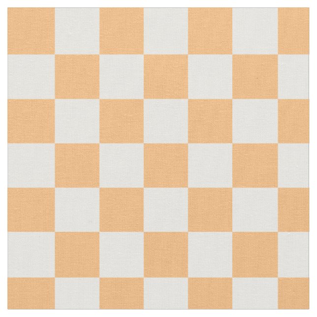 Peach and White Checkerboard Fabric (Close Up)