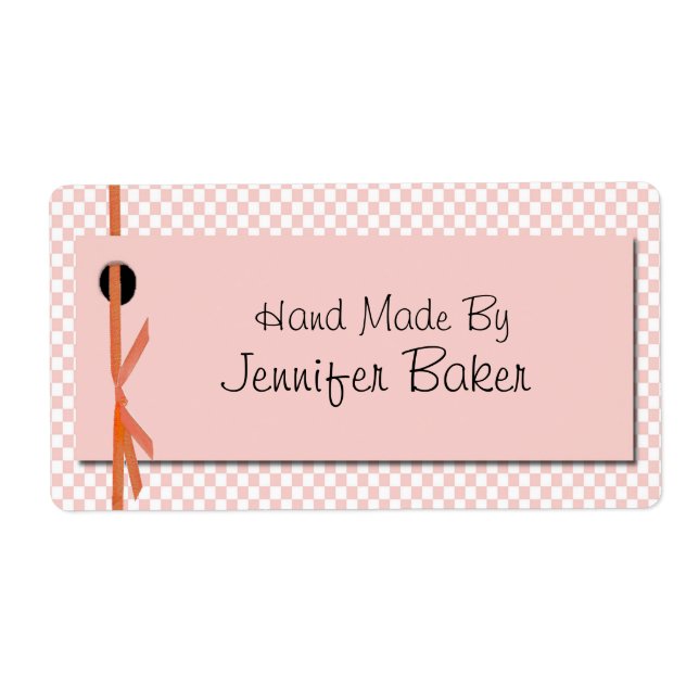 Peach and White Checkered Package Labels (Front)