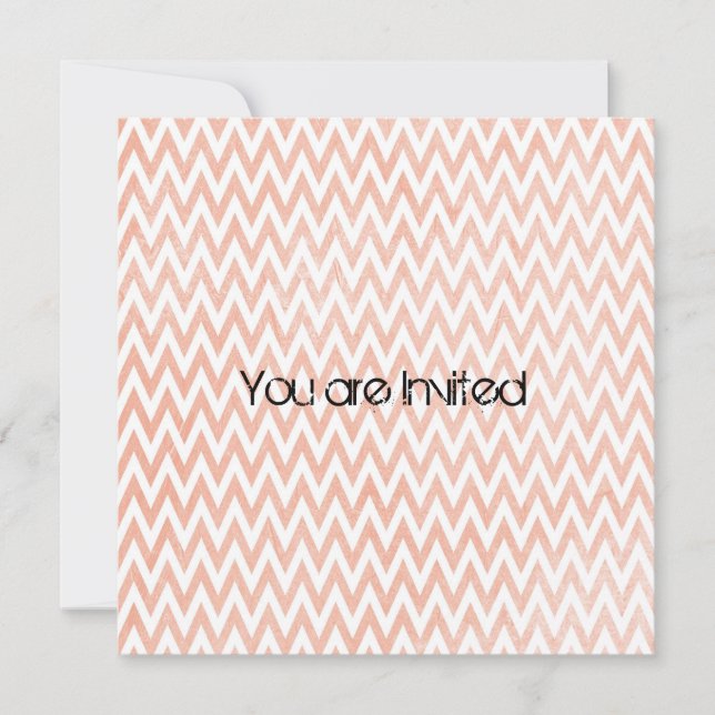 Peach and White Chevron Baby Shower Invites (Front)