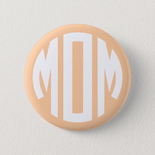 Peach and White Circle Monogram MOM Button