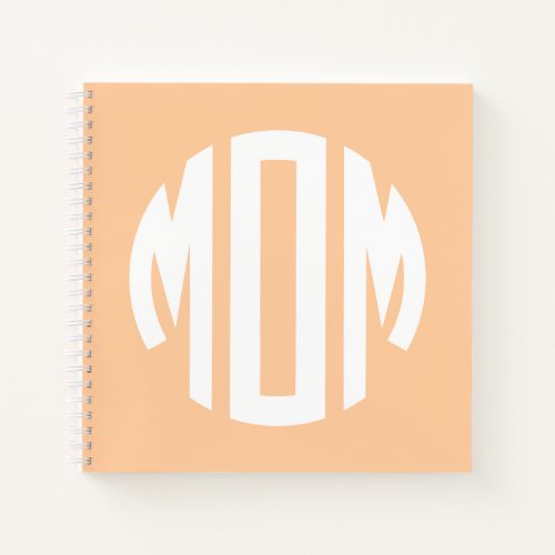 Peach and White Circle Monogram MOM Notebook