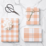 Peach and White Country Gingham Wrapping Paper Sheets