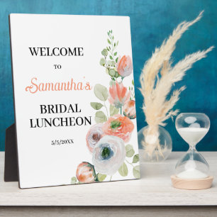 Peach and White Floral Bridal Luncheon Welcome Plaque