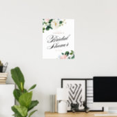 Peach and White Floral Bridal Shower Welcome Sign (Home Office)