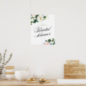 Peach and White Floral Bridal Shower Welcome Sign (Kitchen)