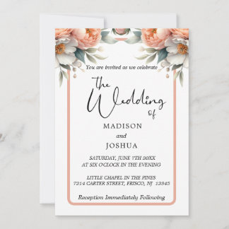 Peach and White Floral Invitation