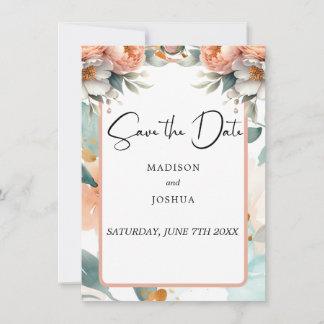 Peach and White Floral Save The Date