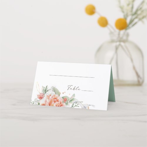 Peach and White Floral Wedding Place Cards