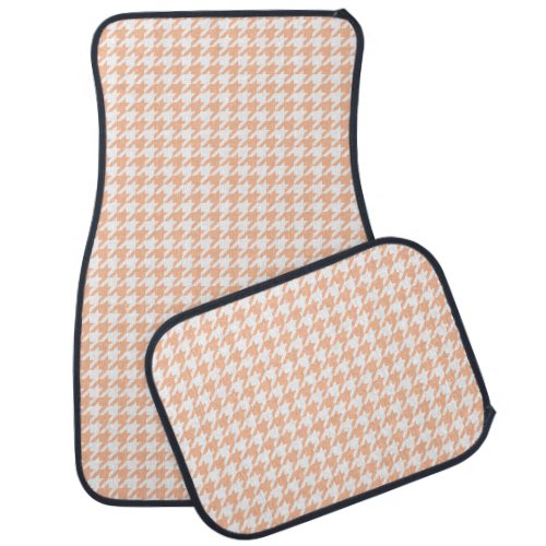 Peach and White Houndstooth Car Floor Mat