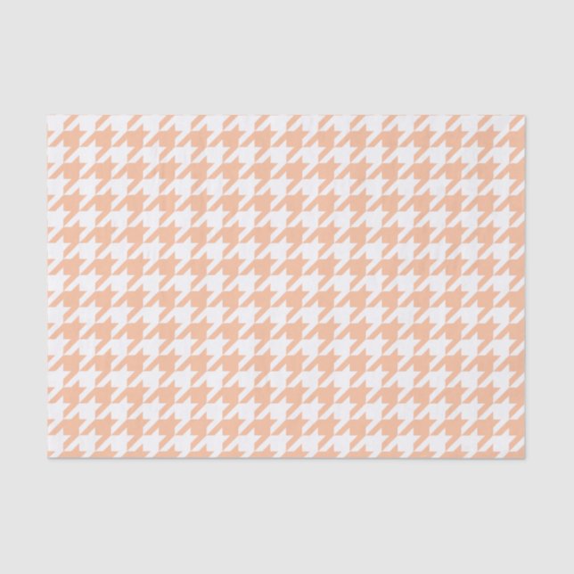 Peach and White Houndstooth Tissue Paper (Front)