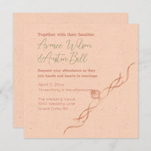 Peach and White Minimalist Wedding  Invitation