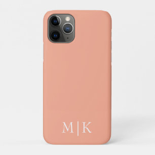 Peach and White   Modern Monogram iPhone 11 Pro Case