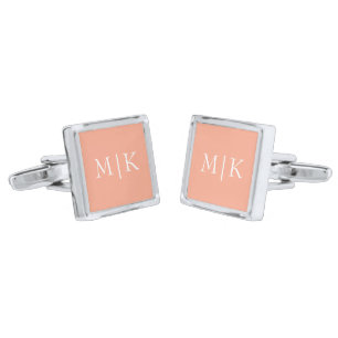 Peach and White   Modern Monogram Cufflinks