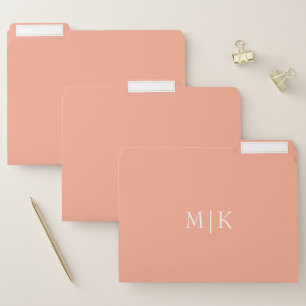 Peach and White   Modern Monogram File Folder