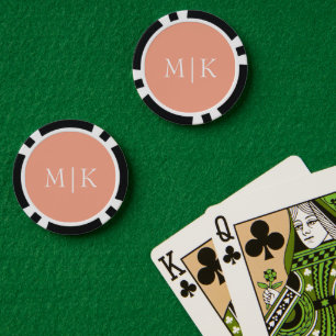 Peach and White   Modern Monogram Poker Chips