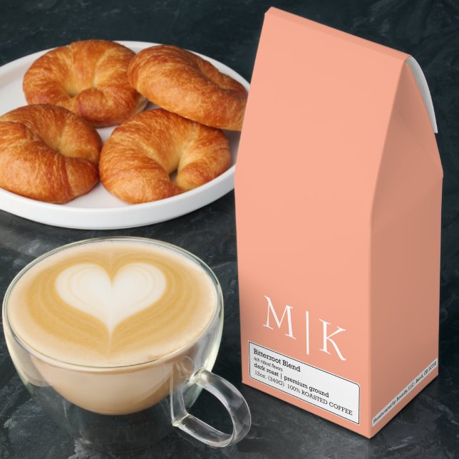 Peach and White | Modern Monogram Roasted Coffee (Breakfast)