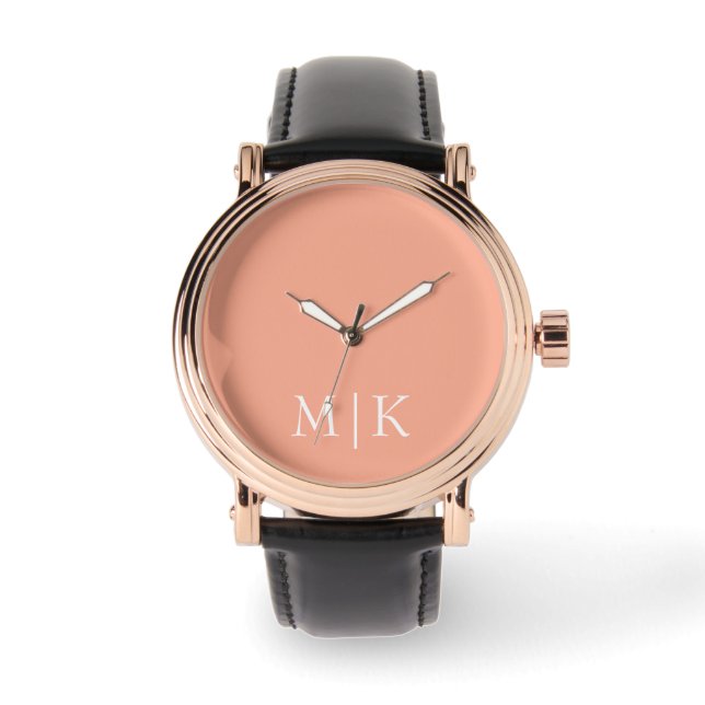 Peach and White | Modern Monogram Watch (Front)