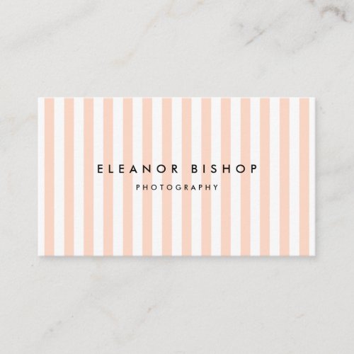 Peach and White Pinstripes Pattern Modern Business Card