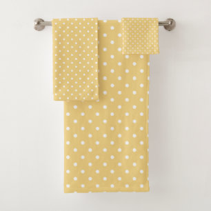 Peach and White Polka dots Bath Towel Set