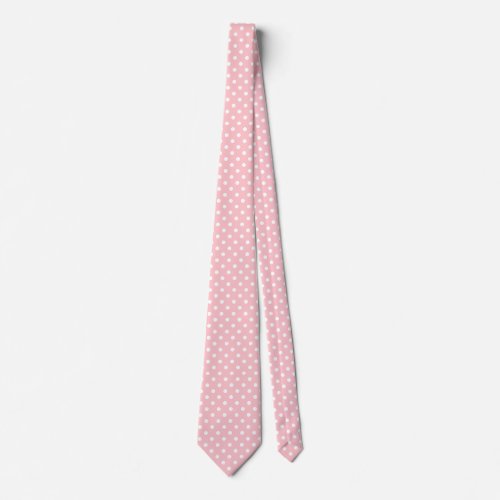 Peach and white polka dots neck tie